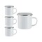 Craft Express 4 Pack 12oz Enamel Sublimation Mugs – White with Silver Rim